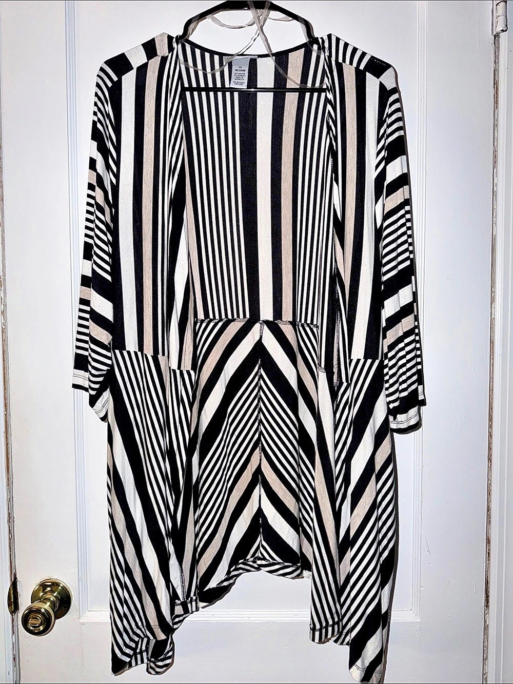 Catherines Striped Asymmetrical Dress in Black & White Size 1X